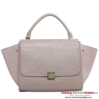 Celine Trapeze Top Handle Bag Croco Leather 16954 C3342 Light Kahki