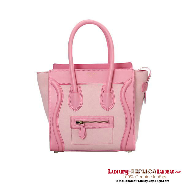 Celine Micro Boston Tote Bag Suede&Calfskin Pink