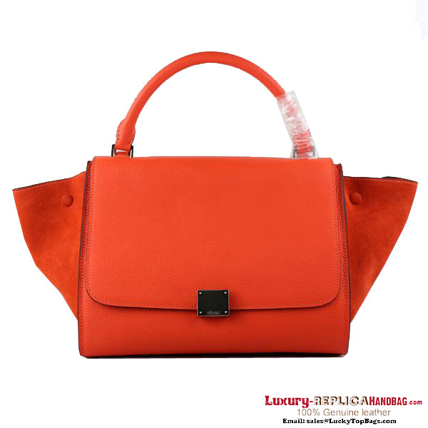 Celine Trapeze Bags Fluorescence Leather Orange