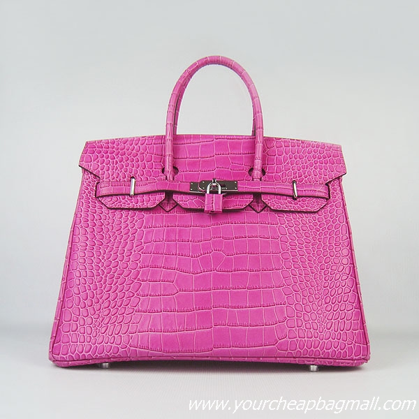 Hermes Birkin 35cm Max Crocodile Veins Leather Bag Peachblow 6089 Silver Hardware