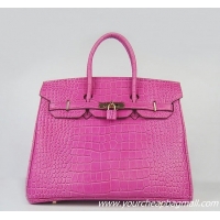 Hermes Birkin 35cm Crocodile Veins Leather Bag Peachblow 6089