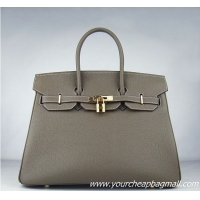 Hermes Birkin 35cm Tendon Veins Leather Bag Khaki Gold Hardware