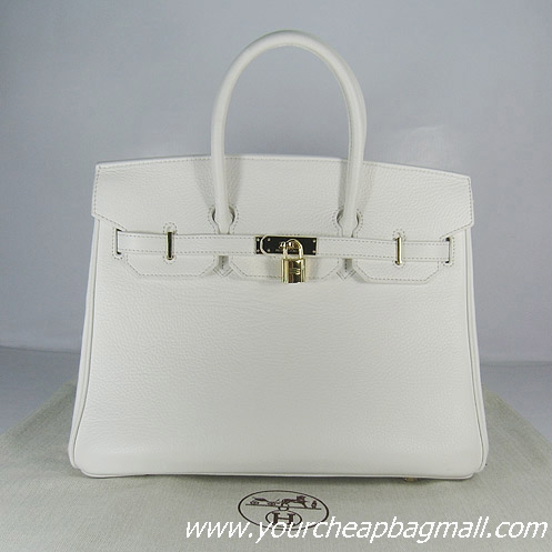 Hermes Birkin 35cm Embossed Veins Leather Bag White 6089 Gold Hardware