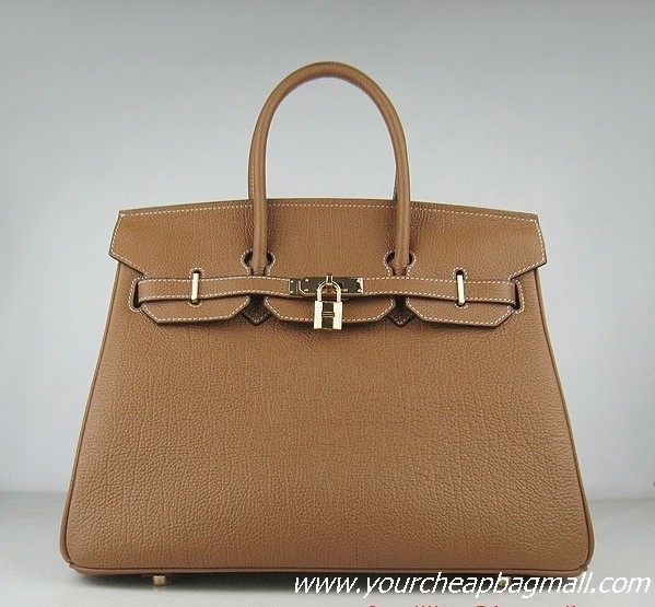 Hermes Birkin 35cm Tendon Veins Leather Bag Light Coffee Gold Hardware