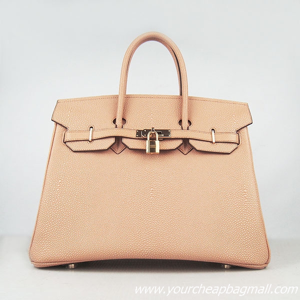 Hermes Birkin 35cm Pearl Veins Leather Bag Light Orange 6089 Gold Hardware