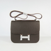 Free Shipping Hermes H2017 Coffee Leather Silver Hardware