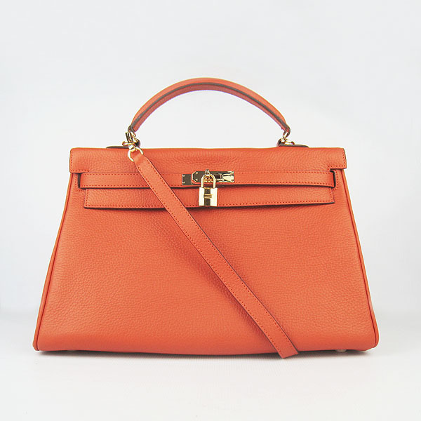 Hermes Kelly 35cm Togo Leather Bag Orange 6308 Gold Hardware