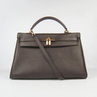 Hermes Kelly 35cm Togo Leather Bag Dark Coffee 6308 Gold Hardware