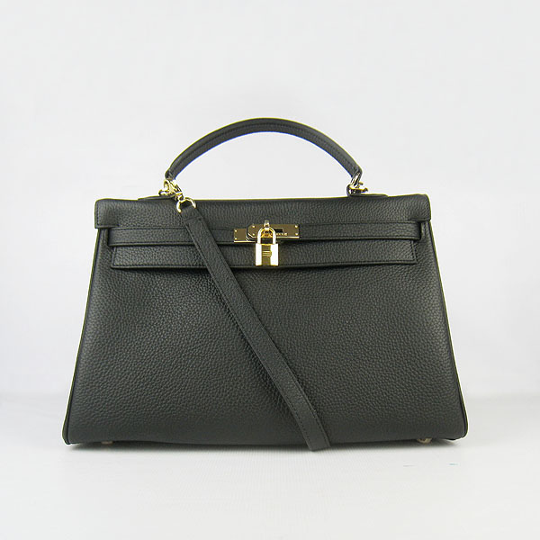 Hermes Kelly 35cm Togo Leather Bag Black 6308 Gold Hardware