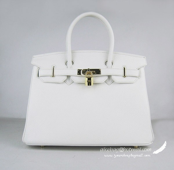 Hermes Birkin 30cm Togo Leather Bag White 6088