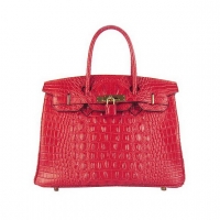 Hermes Birkin 30cm Crocodile Veins Bag Red 6088