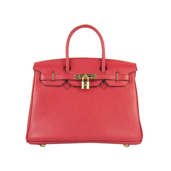 Hermes Birkin 30cm Togo Leather Bag Red 6088 Golden