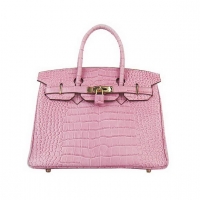 Hermes Birkin 30cm Crocodile Veins Bag Pink 6088 Golden