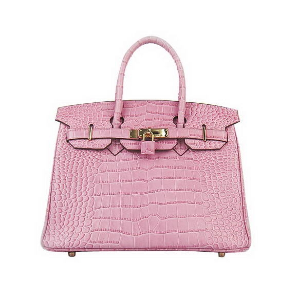 Hermes Birkin 30cm Crocodile Veins Bag Pink 6088 Golden