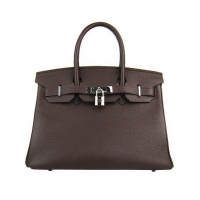 Hermes Birkin 30cm Togo Leather Bag Dark Coffee 6088 Silver