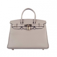 Hermes Birkin 30cm Togo Leather Bag Grey 6088 Gold