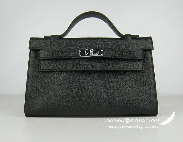 Hermes Kelly 22cm cattle neckstripe black bags H008