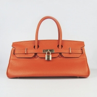 Hermes Birkin 42cm Togo Leather Bag 6109 Orange gold padlock