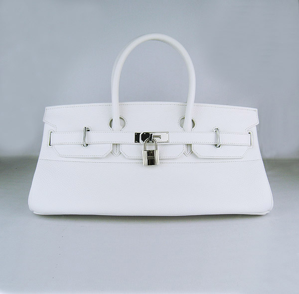 Hermes Birkin 42cm Togo Leather Bag 6109 White silver padlock