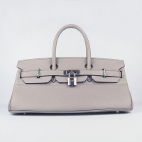 Hermes Birkin 42cm Togo Leather Bag 6109 Grey silver padlock