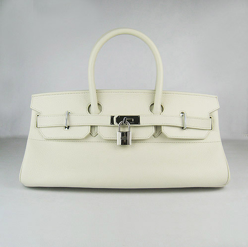 Hermes Birkin 42cm Togo Leather Bag Beige 6109 silver padlock