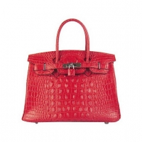 Hermes Birkin 30cm Crocodile Veins Bag Red 6088