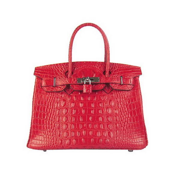 Hermes Birkin 30cm Crocodile Veins Bag Red 6088