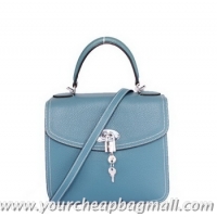 Ladies Newest Hermes Classic Mini Flap Bag H20148 Blue