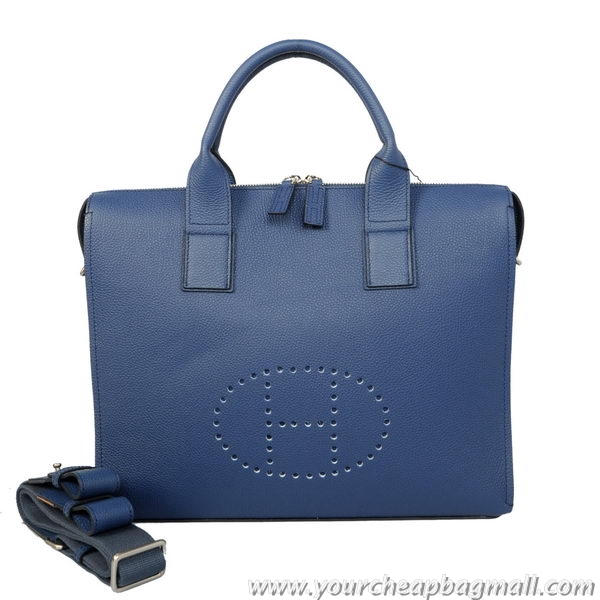 New Design Hermes Mens Briefcase Calf Leather H1705A Royalblue