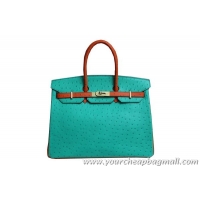 Cheap Hermes Birkin 35CM Tote Bag Green And Camel Ostrich Leather BK35 Gold