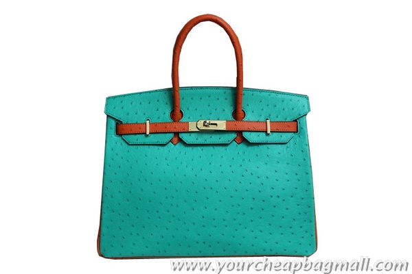 Cheap Hermes Birkin 35CM Tote Bag Green And Camel Ostrich Leather BK35 Gold