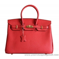 Cheapest Hermes Birkin 35CM Tote Bag Red Clemence Leather H6089 Gold