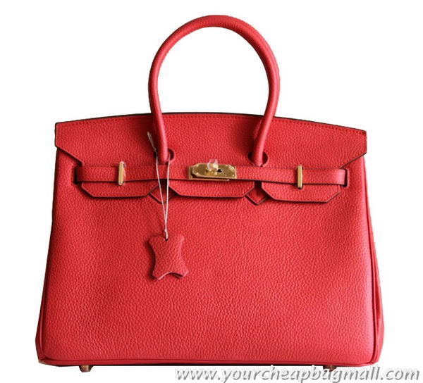 Cheapest Hermes Birkin 35CM Tote Bag Red Clemence Leather H6089 Gold