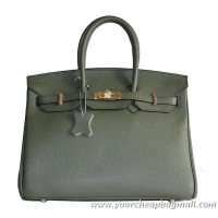 Classic Hermes Birkin 35CM Tote Bag Dark Green Clemence Leather H6089 Gold