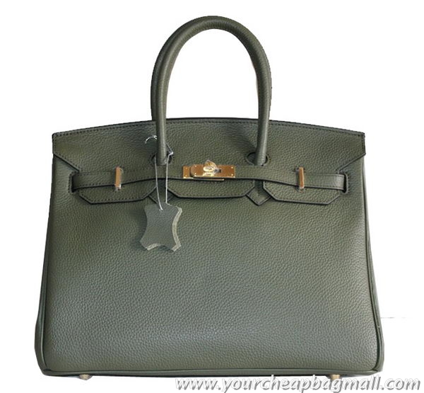 Classic Hermes Birkin 35CM Tote Bag Dark Green Clemence Leather H6089 Gold