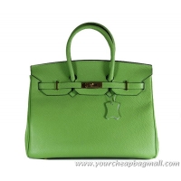 Practical Hermes Birkin 35CM Tote Bag Green Clemence Leather H6089 Gold