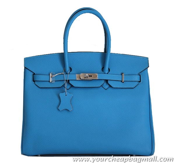 Sales Hermes Birkin 35CM Tote Bag Blue Clemence Leather H6089 Gold