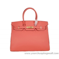 Best Price Hermes Birkin 35CM Tote Bag Light Red Clemence Leather H35 Gold