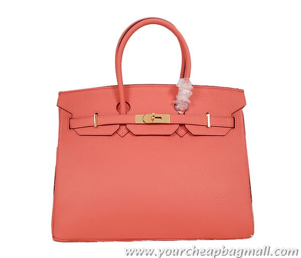 Best Price Hermes Birkin 35CM Tote Bag Light Red Clemence Leather H35 Gold