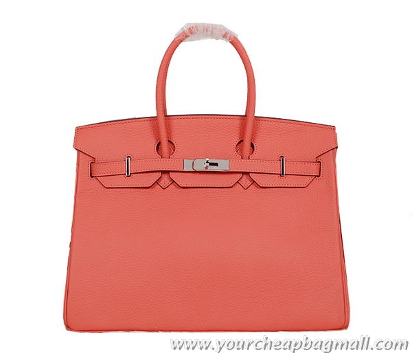 Reasonable Price Hermes Birkin 35CM Tote Bag Light Red Clemence Leather H35 Silver