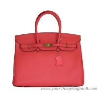 Promotion Hermes Birkin 35CM Tote Bag Light Red Clemence Leather H6089 Gold