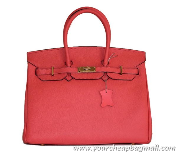 Promotion Hermes Birkin 35CM Tote Bag Light Red Clemence Leather H6089 Gold