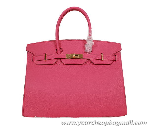 Free Shipping Hermes Birkin 35CM Tote Bag Rose Clemence Leather H35 Gold