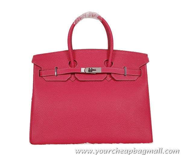 Cheap Hermes Birkin 35CM Tote Bag Rose Clemence Leather H35 Silver