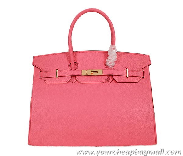 Discount Hermes Birkin 35CM Tote Bag Pink Clemence Leather H35 Gold