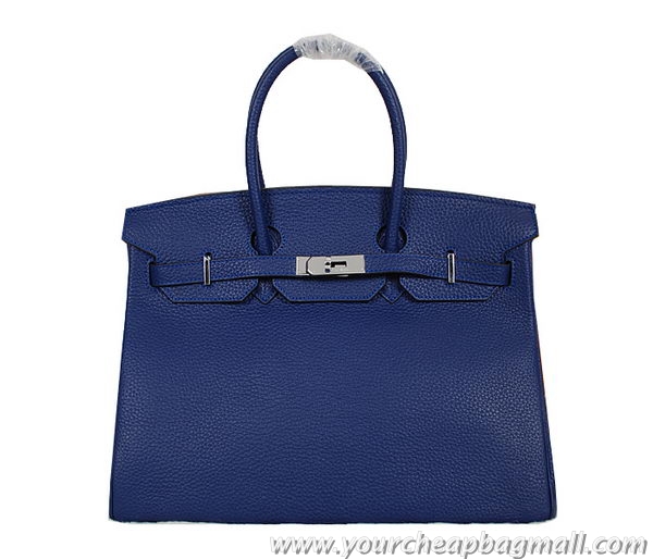 Hermes Birkin 35CM Tote Bag RoyalBlue Clemence Leather H35 Silver