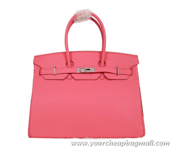 Cheaper Hermes Birkin 35CM Tote Bag Pink Clemence Leather H35 Silver