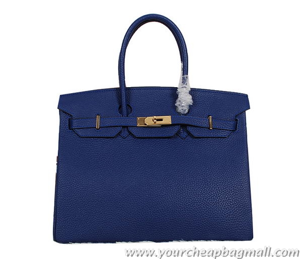 Inexpensive Hermes Birkin 35CM Tote Bag RoyalBlue Clemence Leather H35 Gold