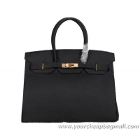 Discount Hermes Birkin 35CM Tote Bag Black Clemence Leather H35 Gold