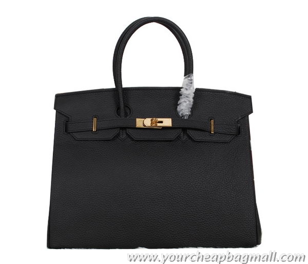 Discount Hermes Birkin 35CM Tote Bag Black Clemence Leather H35 Gold